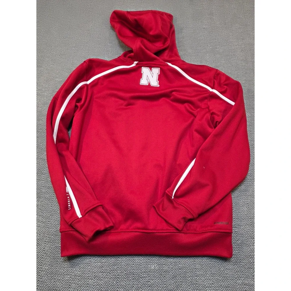Adidas Nebraska Cornhuskers Hoodie Red Mens Small NCAA Script Logo Sweatshirt